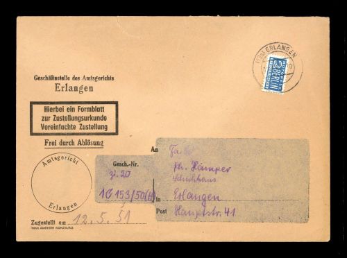 1950, Bizone Zwangszuschlagsmarken, 6, Brief
