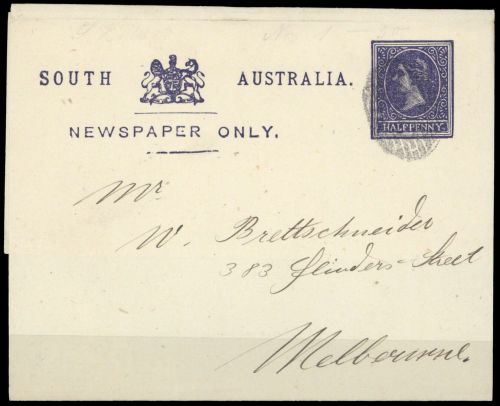 1882, Südaustralien, S 1 a II, Brief