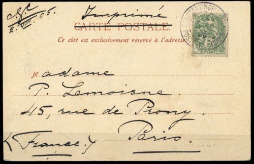 1902, Französische Post in der Levante, 12, Brief