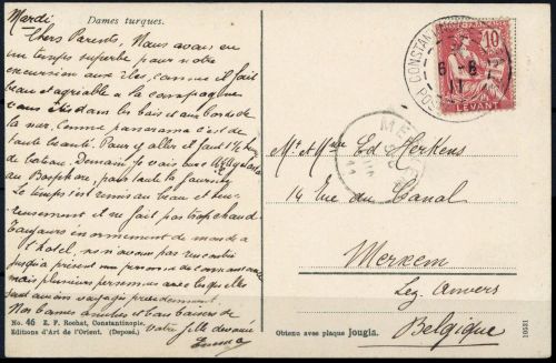 1902, Französische Post in der Levante, 13, Brief