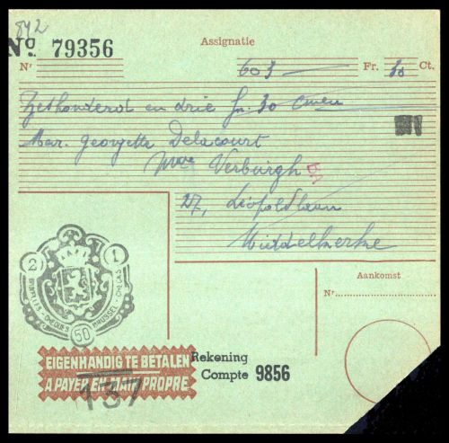 1950, Belgien, Brief