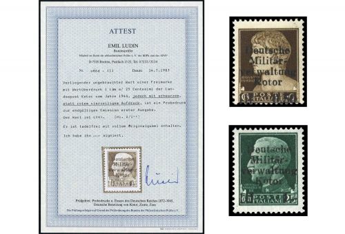 1944, Deutsche Besetzung II. WK Kotor, 1+2 P, **