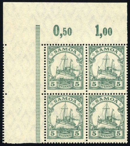1915, Deutsche Kolonien Samoa, 21 L (2) Ecke, **