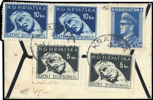 1945, Kroatien, 135, Z5 (2x), Z 6 (2x), Brief