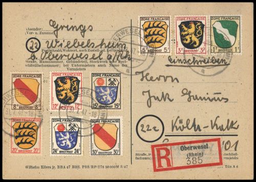 1945, Französische Zone Allgemeine Ausgabe, 1-10, Brief