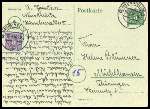 1946, SBZ Mecklenburg Vorpommern, P 6 u.a., Brief