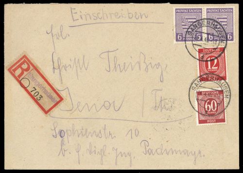 1945, SBZ Provinz Sachsen, 76 X (2) u.a., Brief