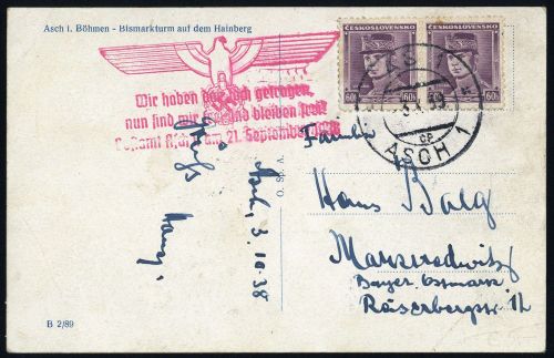 1939, Sudetenland Asch, CSSR , Brief