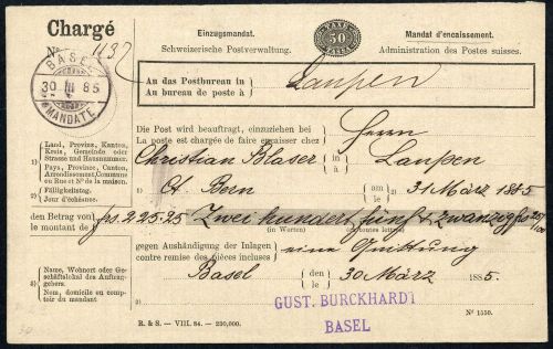 1885, Schweiz, Brief