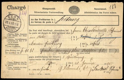 1890, Schweiz, Brief