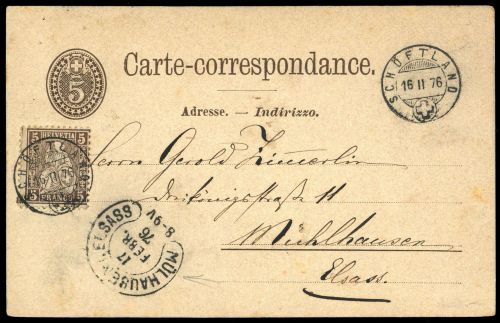 1876, Schweiz, P 11, 22, Brief