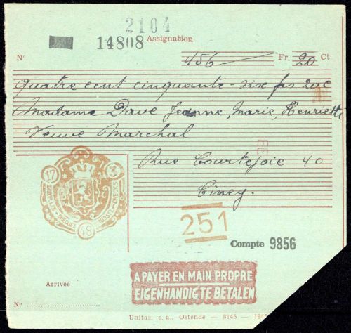 1948, Belgien, Brief