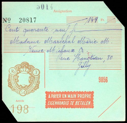 1954, Belgien, Brief