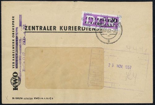 1957, DDR Verwaltungspost B Zentraler Kurierdienst, 7, Brief