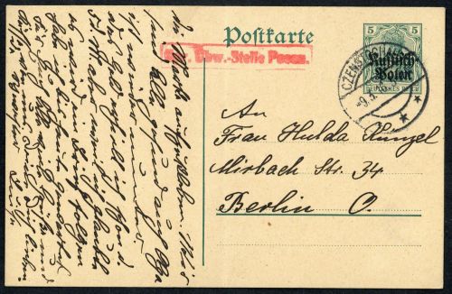 1916, Deutsche Besetzung I. WK Polen, P 1, Brief