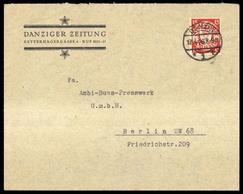 1926, Danzig, 214 x, Brief