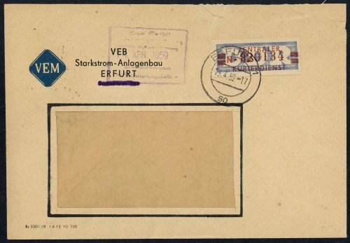 1959, DDR Verwaltungspost B Zentraler Kurierdienst, 21, Brief
