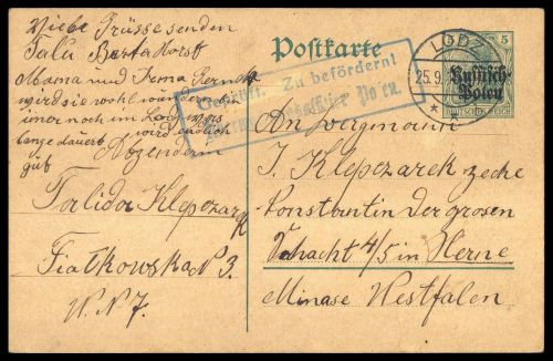 1915, Deutsche Besetzung I. WK Polen, P 1, Brief