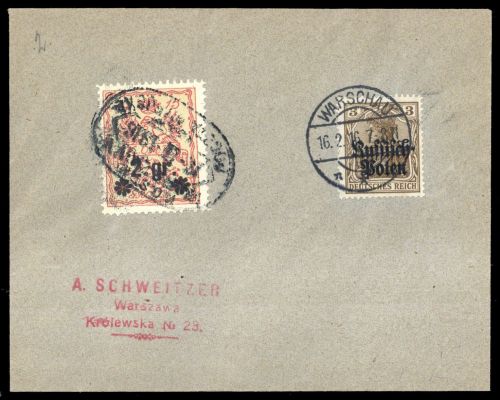 1916, Deutsche Besetzung I. WK Polen, 1, 2a, Brief