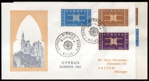 1963, Zypern, 225-27, FDC