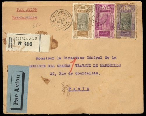 1930, Französisch Guinea, 104 u.a., Brief