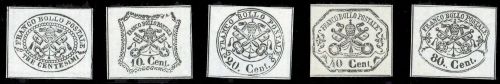 1889, Italien Staaten Kirchenstaat, 13+15-18 P II