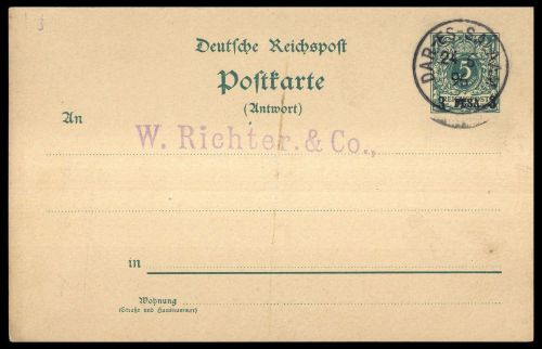 1896, Deutsche Kolonien Ostafrika, P 3 A, Brief