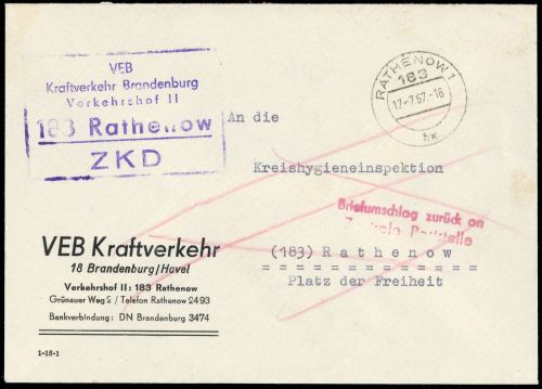 1967, DDR Dienst und ZKD allgemein, VEB, Brief