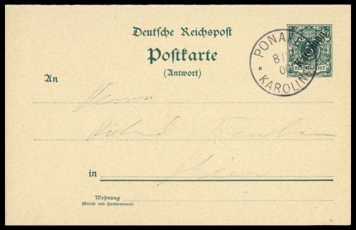 1898, Deutsche Kolonien Karolinen, P 3 A, Brief