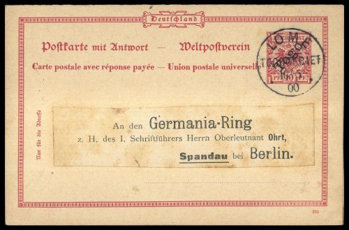 1899, Deutsche Kolonien Togo, P 8 F/A, Brief