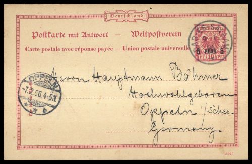 1897, Deutsche Kolonien Ostafrika, P 4 F/A, Brief