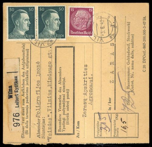 1942, Deutsche Besetzung II. WK Ostland, Brief