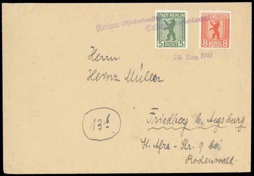 1945, SBZ Berlin Brandenburg, 1 AB, 3 A, Brief