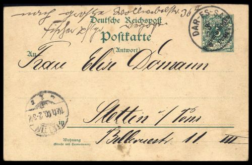 1900, Deutsche Kolonien Ostafrika, P 7 A, Brief