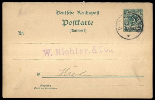1896, Deutsche Kolonien Ostafrika, P 3 A, Brief