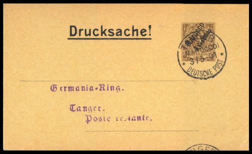 1901, Deutsche Auslandspost Marokko, PS 1, Brief