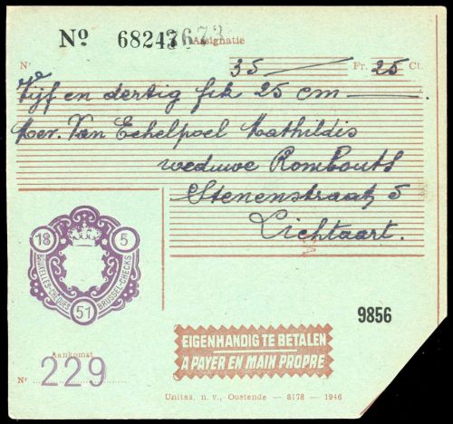 1951, Belgien, Brief