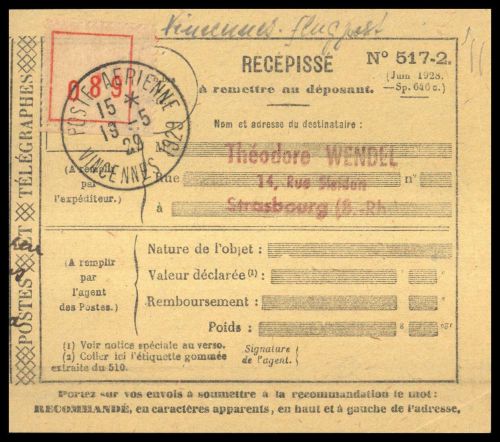 1929, Frankreich, Brief