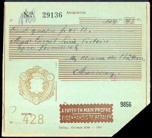 1951, Belgien, Brief