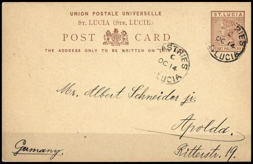 1883, St. Lucia, P 3, Brief