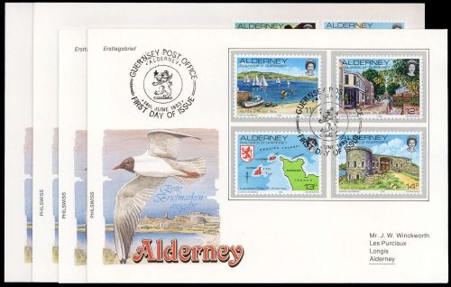 1983, Alderney, 1-12, FDC