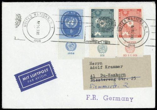 1958, UNO New York, 71-73 Zf, Brief