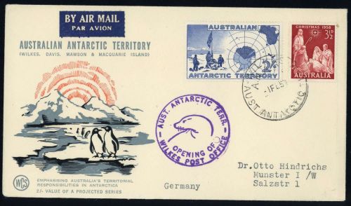 1957, Australische Gebiete in der Antarktis, 1 u.a., Brief