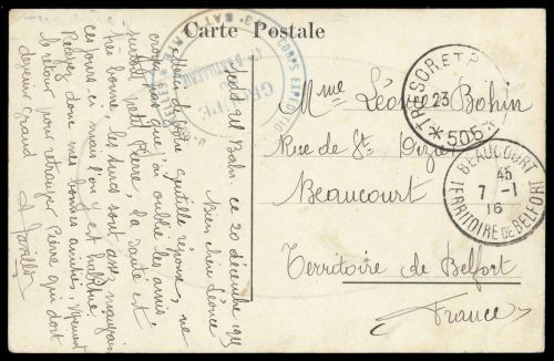 1916, Französische Post in der Levante, Brief