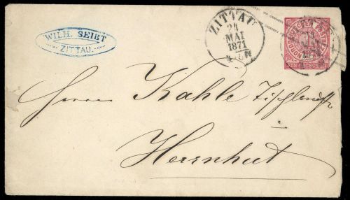 1868, Altdeutschland Norddeutscher Postbezirk, U 1 a, Brief