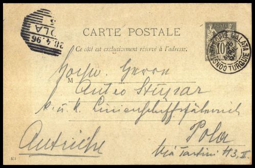 Französische Post in der Levante, F P 12 II, Brief