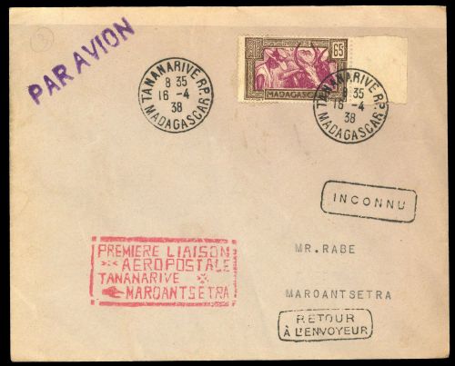 1938, Madagaskar, 191 a, Brief