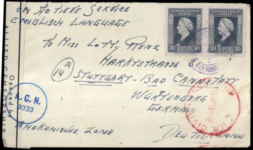 1945, Niederländisch Indien, 329 (2), Brief