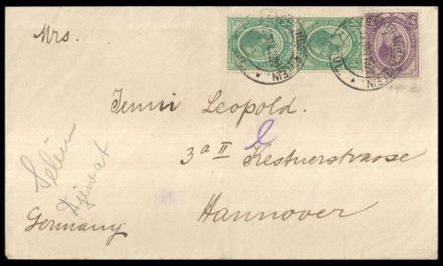 1913, Südafrika, 2 (2), 5 A, Brief