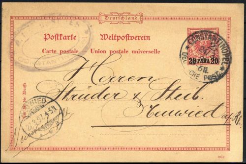 1891, Deutsche Auslandspost Türkei, P 3/02, Brief